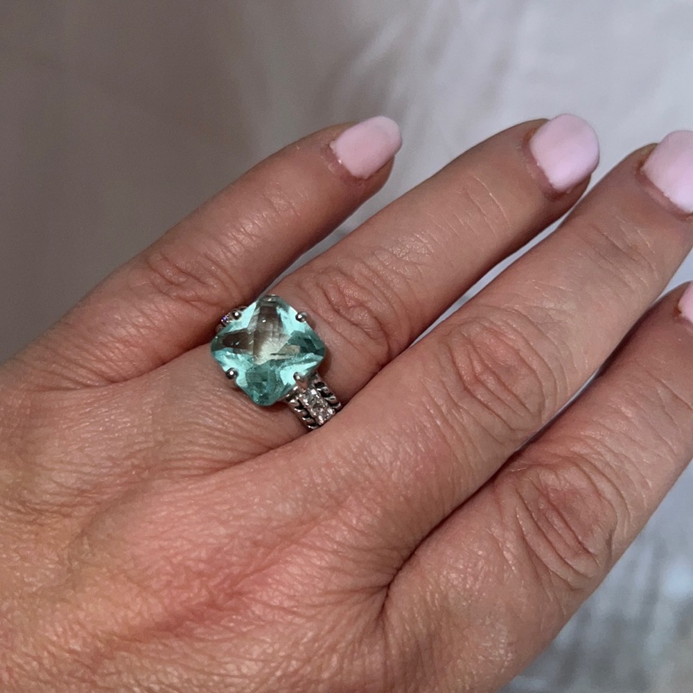 Lia Sophia mint coloured crystal and silver ring